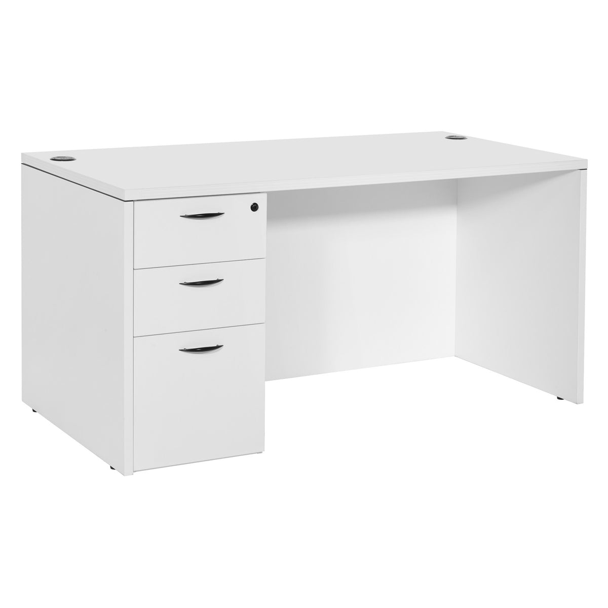 "Napa White" Single Pedestal Desk with Full Box/Box/FilePedestal, 60" W x 30" D x 29" H