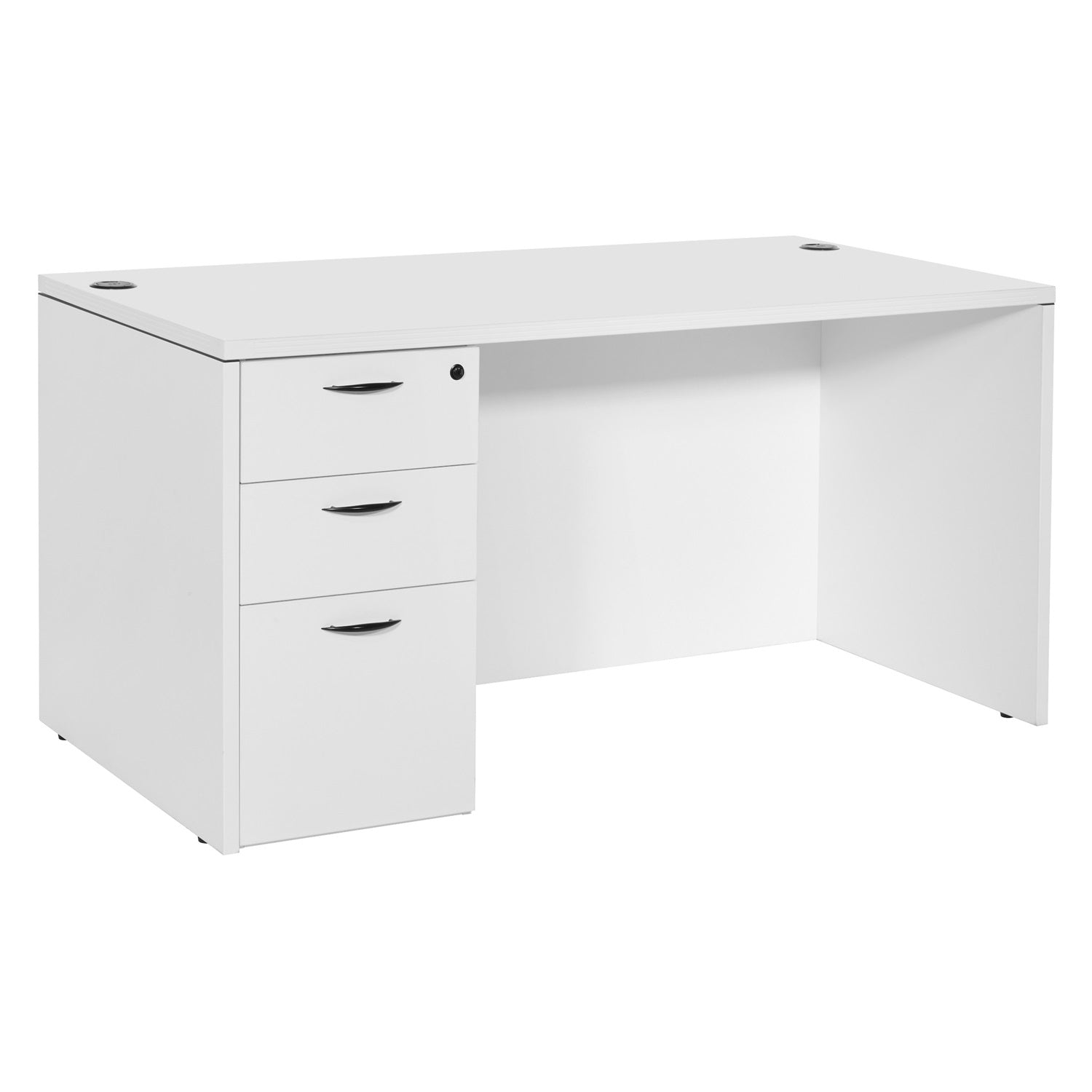 "Napa White" Single Pedestal Desk with Full Box/Box/FilePedestal, 60" W x 30" D x 29" H