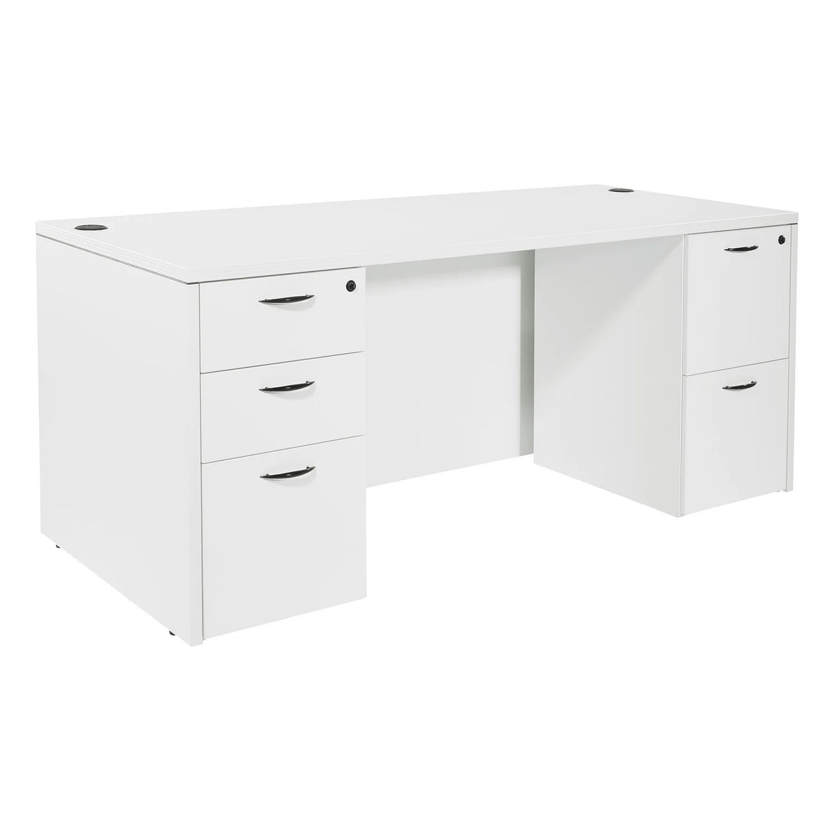 "Napa White" Double Full Pedestal Desk, 66" x 30" x 29" H