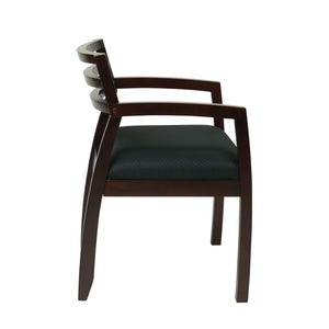 Napa Guest Chair with Wood Back, Black Fabric Upholstery