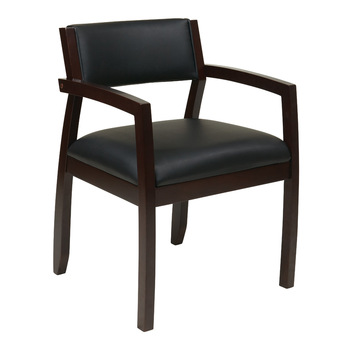 Napa Guest Chair with Upholstered Back, Black Bonded Leather Upholstery
