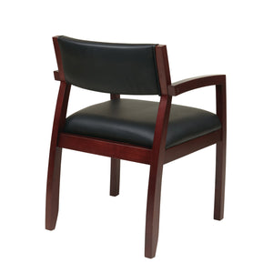 Napa Guest Chair with Upholstered Back, Black Bonded Leather Upholstery
