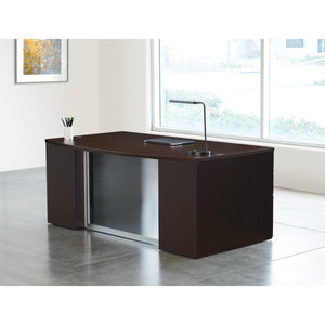 Napa StepFront Bow Top Desk with Glass Modesty Panel, 71" x 40" x 29" H