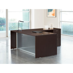 Napa L-Shape Desk with Glass Modesty Panel, 71" x 84" x 29" H