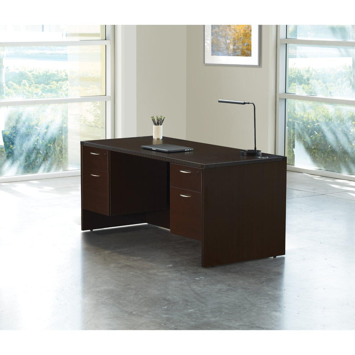 Napa Double Pedestal Desk, 66" x 30" x 29" H
