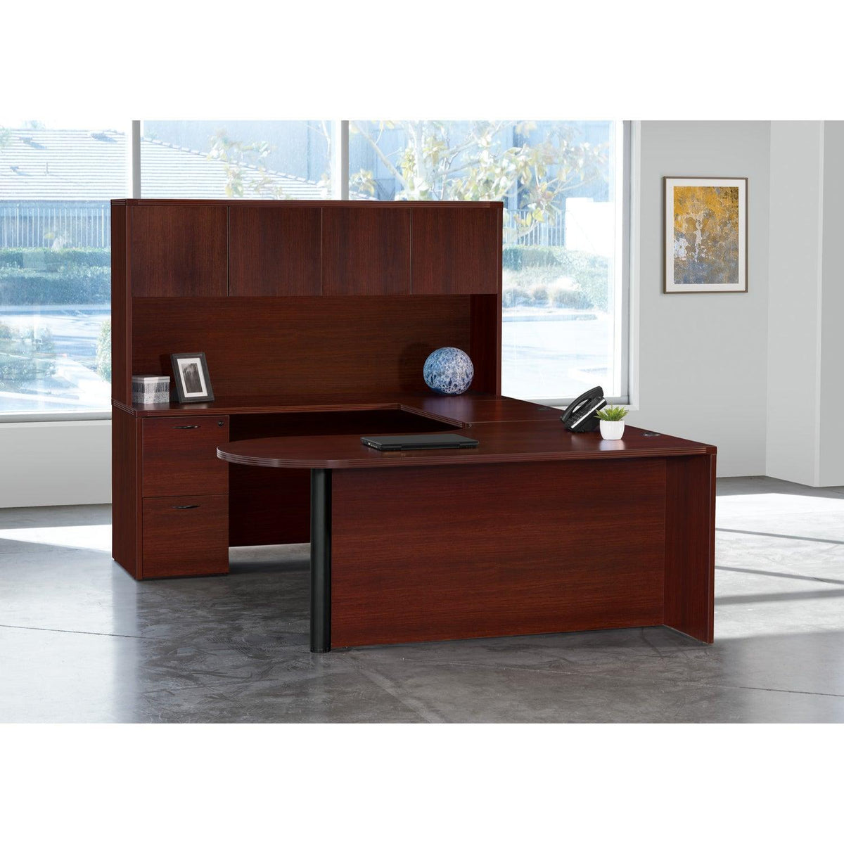 Napa U Shape with Left Computer Corner Bullet Desk and Hutch, 71" x 101"