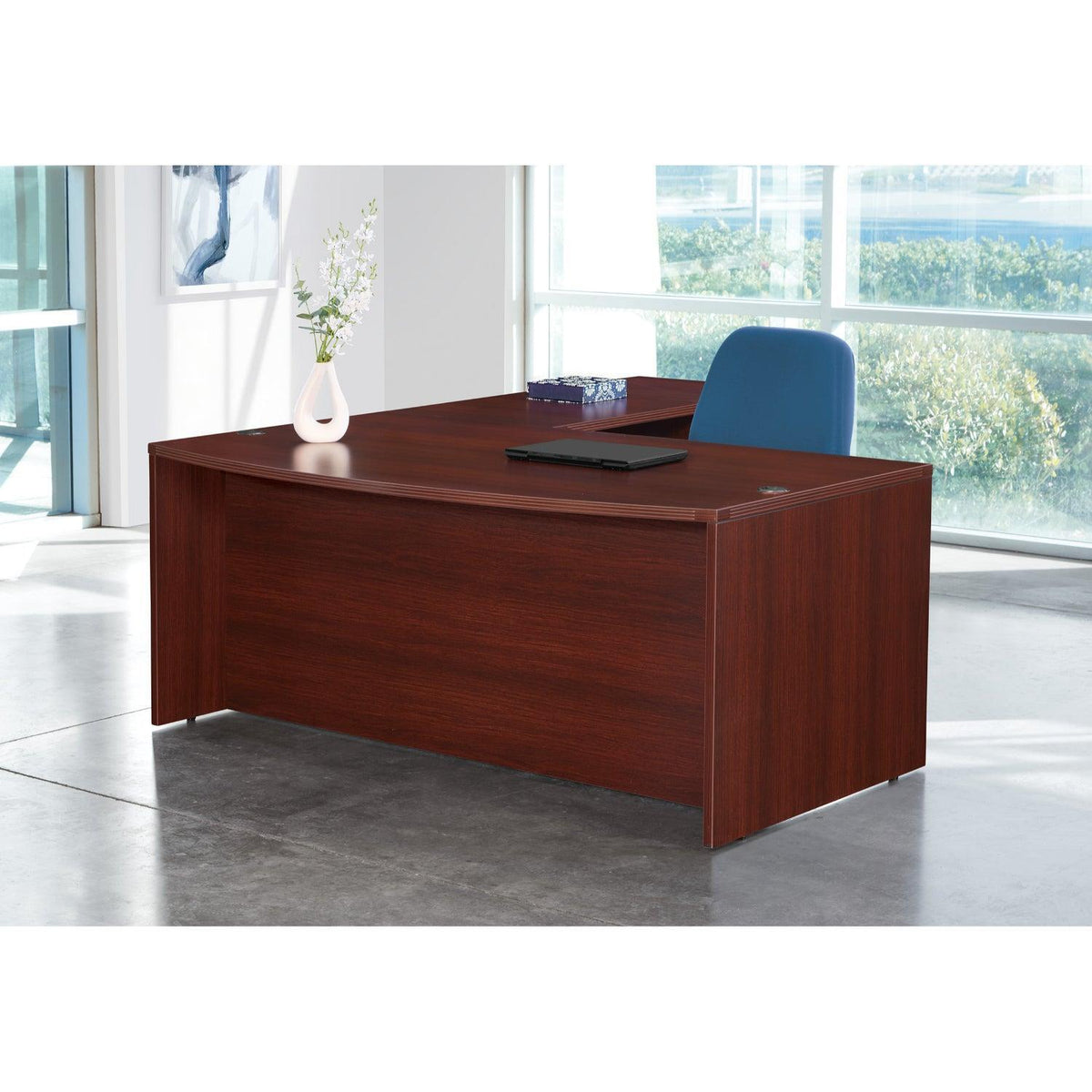 Napa L Shape with Bow Top Desk, 71" x 89" x 29" H