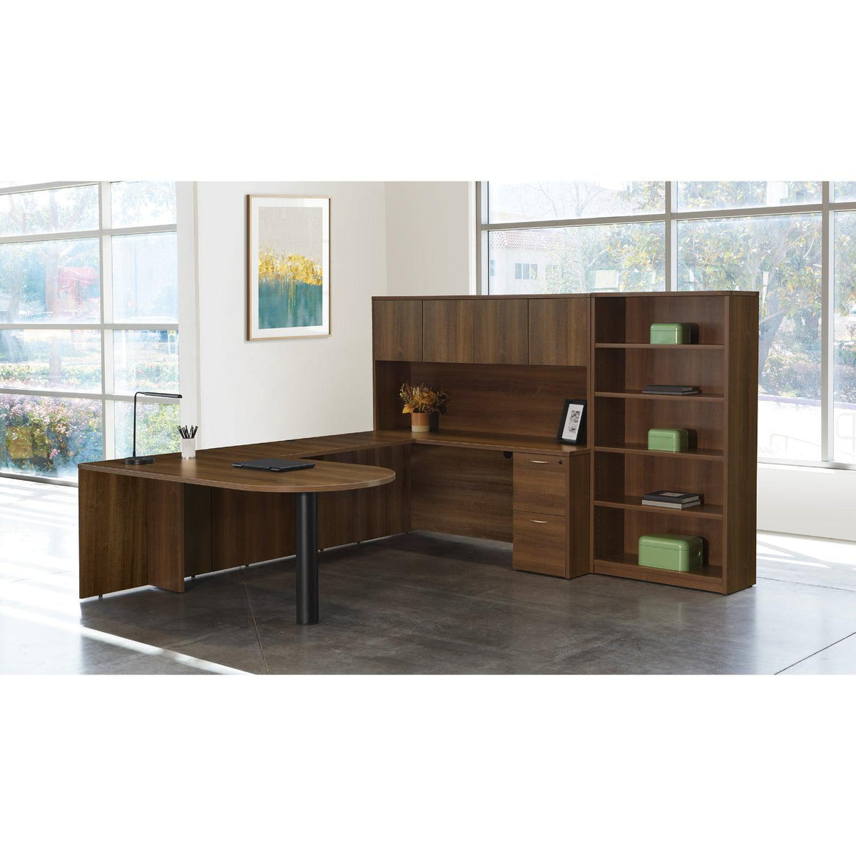 Napa U Shape with Bullet Desk, Hutch and Bookcase, 107" x 108"
