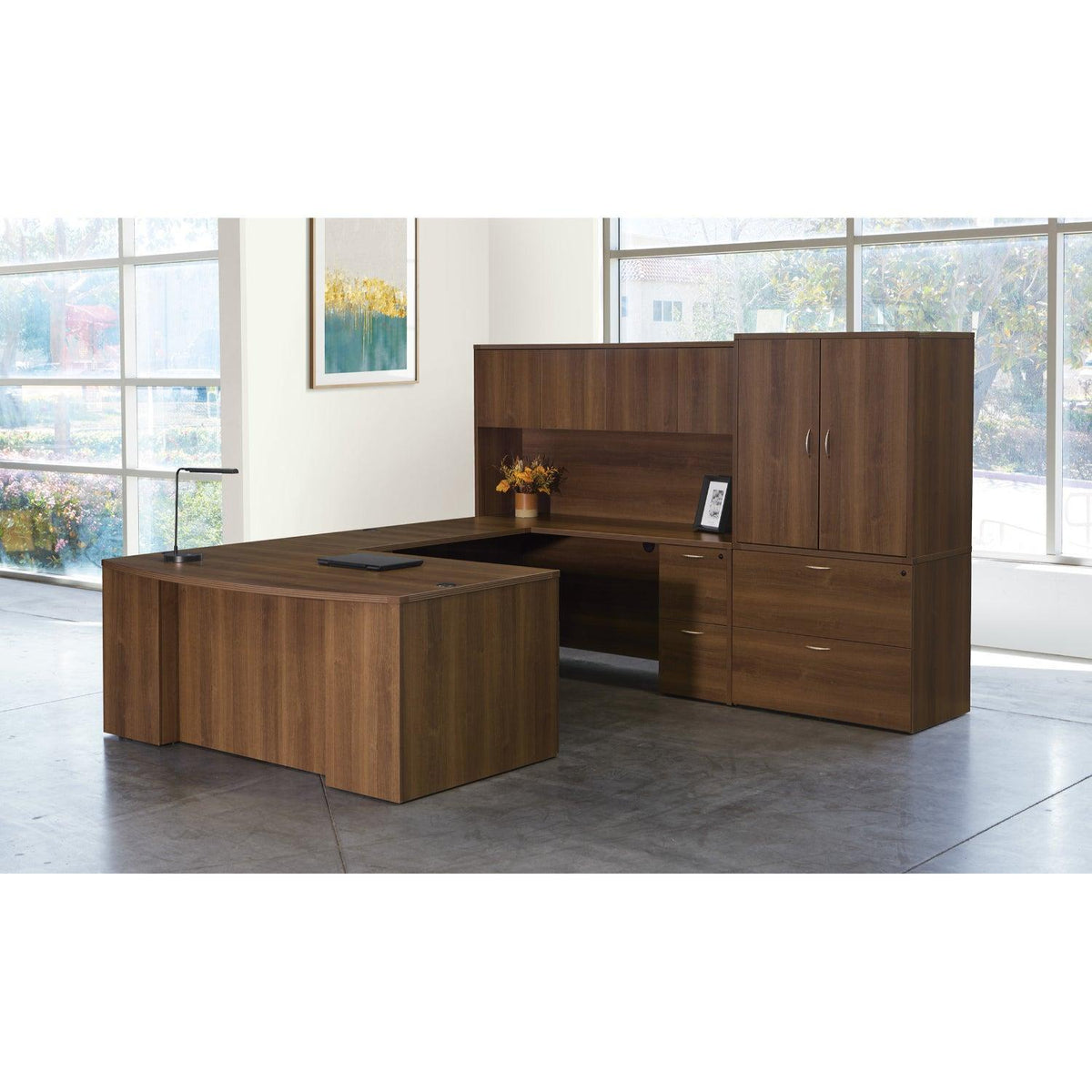 Napa StepFront U-Shape with Hutch and File Storage, 107” x 112”