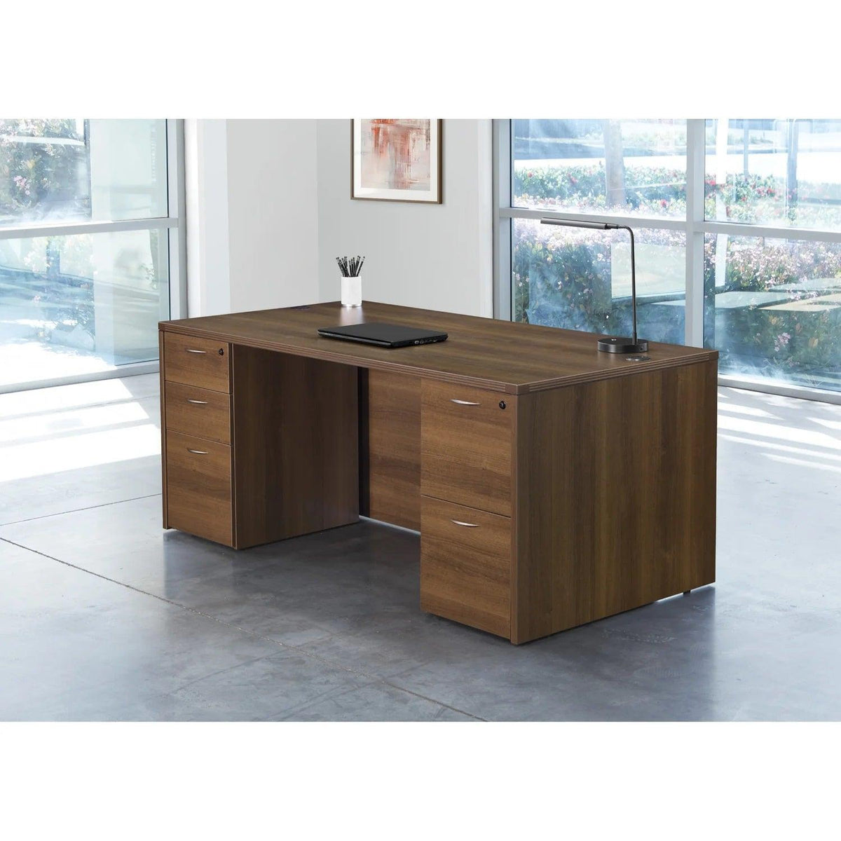 Napa Double Full Pedestal Desk, 66" x 30" x 29" H