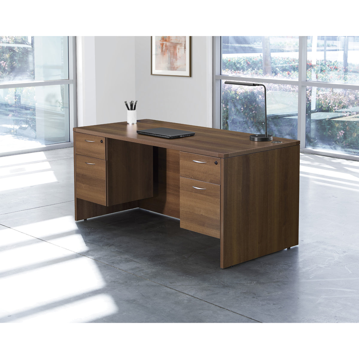 Napa Double Pedestal Desk, 66" x 30" x 29" H