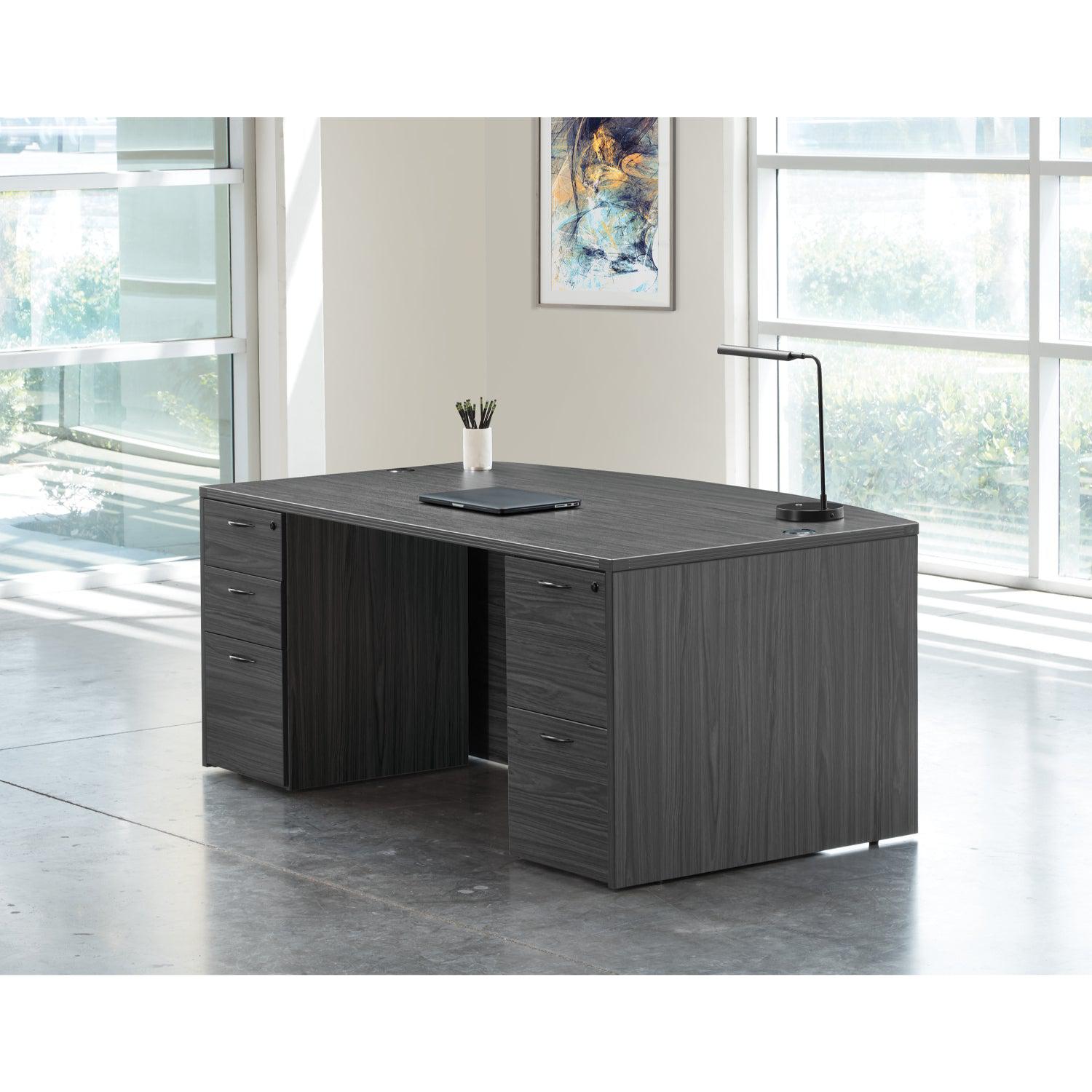 Napa Bow Top Double Pedestal Desk 71"x 41" x 29" H