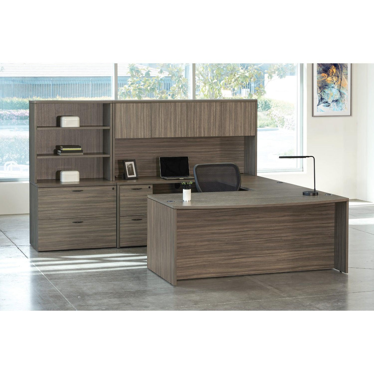 Napa U Shape Desk with Hutch and Storage, 107" x 113"