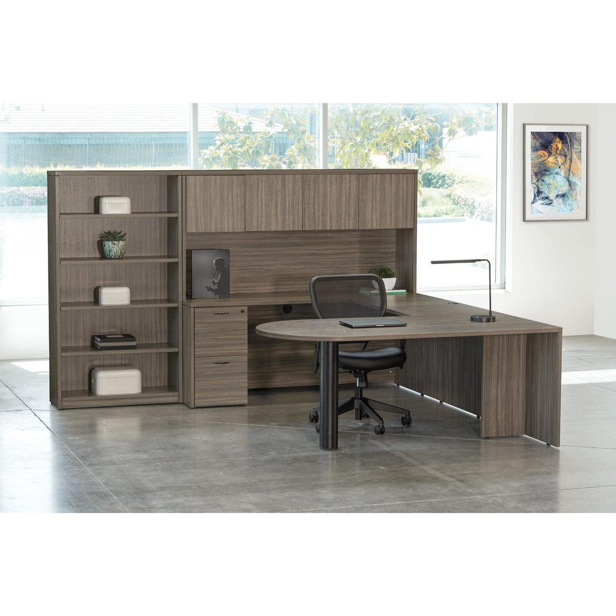 Napa U Shape with Bullet Desk, Hutch and Bookcase, 107" x 108"