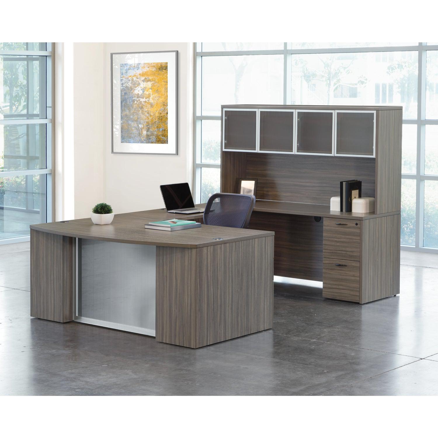 Napa StepFront U Shape with Hutch and Glass Modesty Panel, 71” x 112”