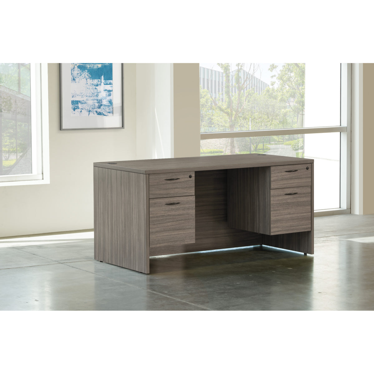 Napa Double Pedestal Desk, 66" x 30" x 29" H