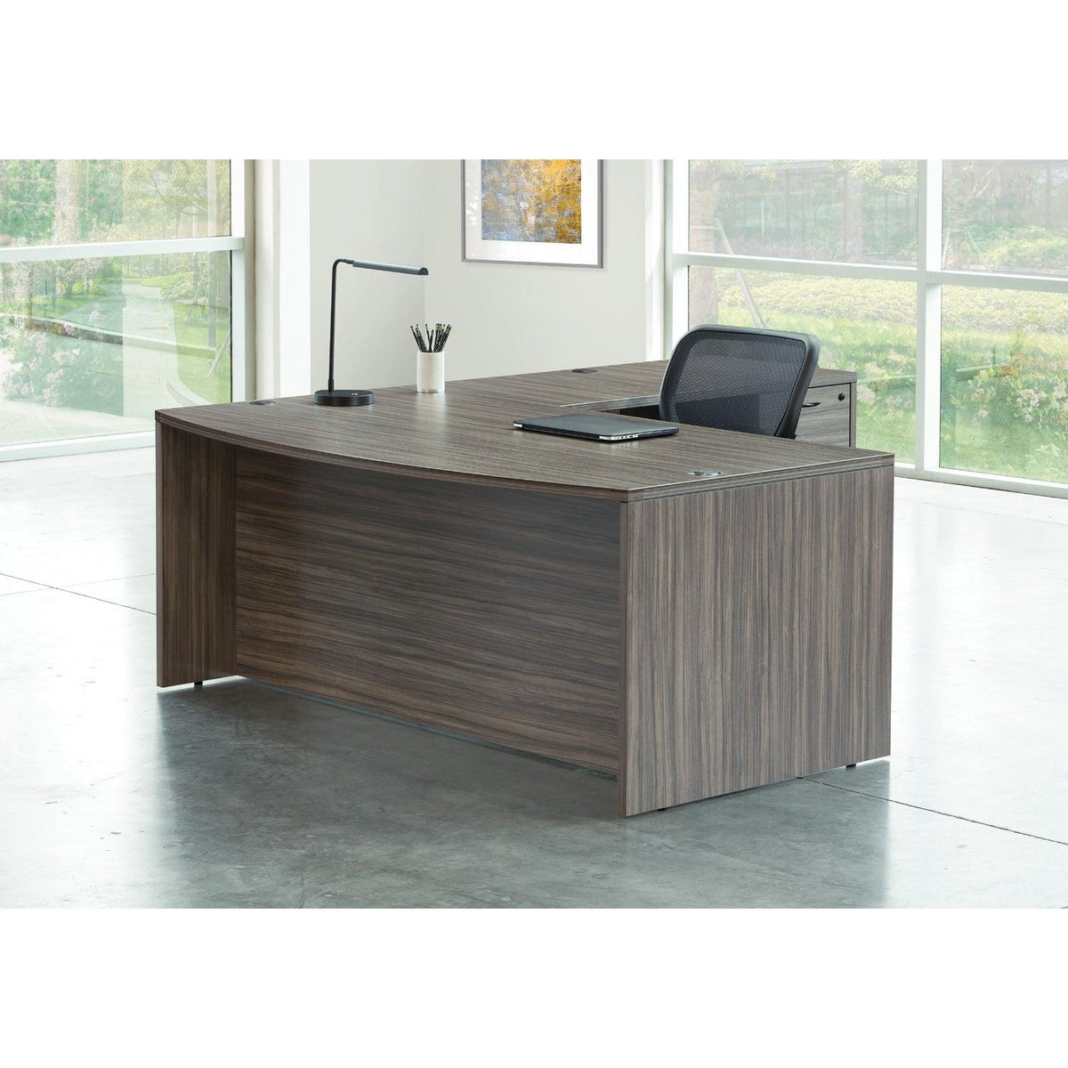 Napa L Shape with Bow Top Desk, 71" x 89" x 29" H