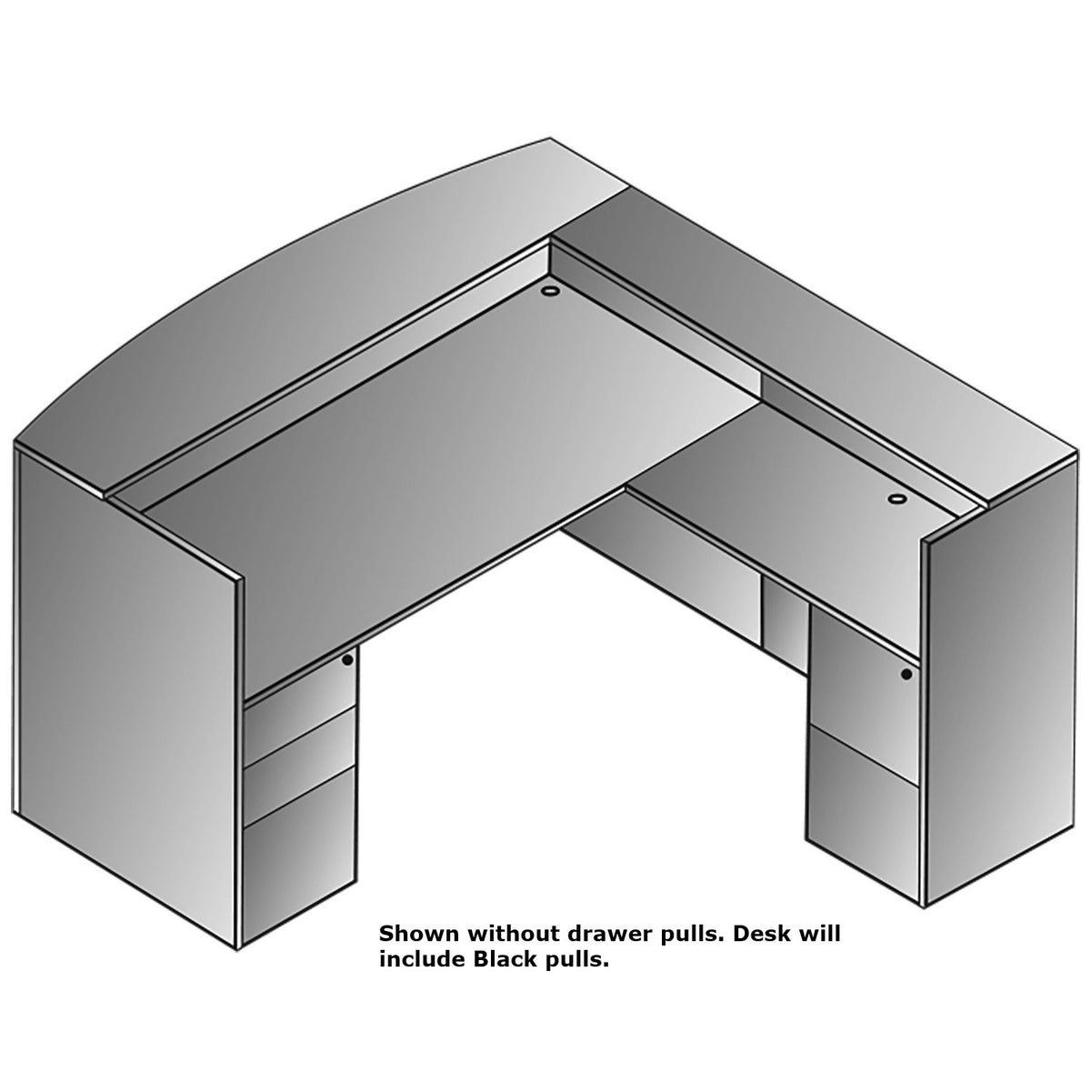 "Napa White" L-Shape Reception Station with Full Pedestals, 71" x 77" x 42" H