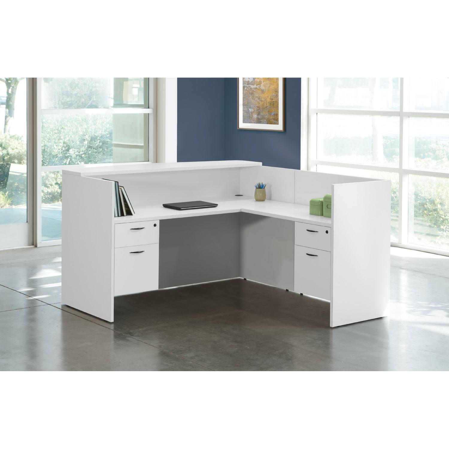 Napa StepFront L Shape with Bow Top Desk and Glass Modesty Panel, 71” -  NextGen Furniture, Inc.