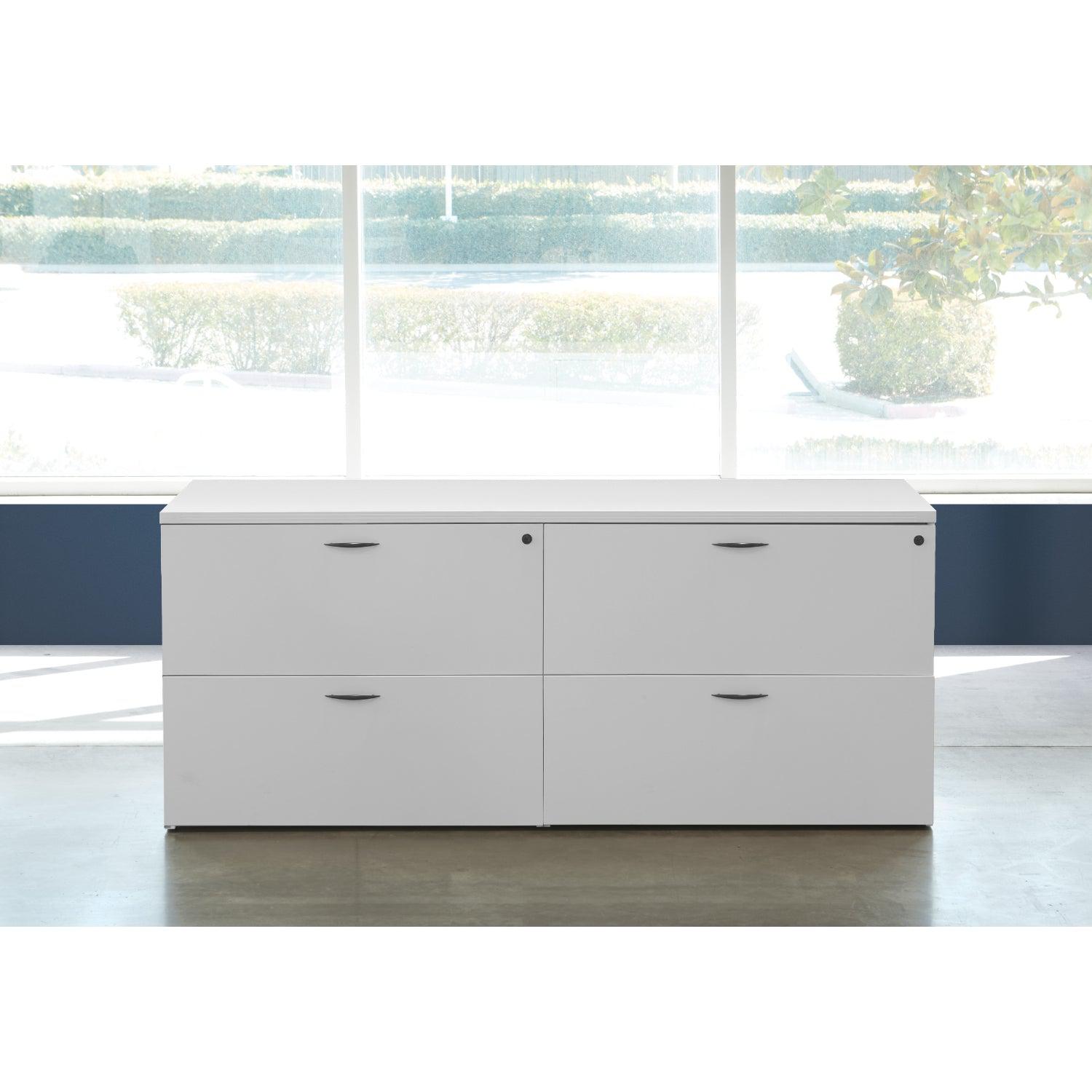 "Napa White" Double Lateral File Credenza, 71" x 23" x 29" H