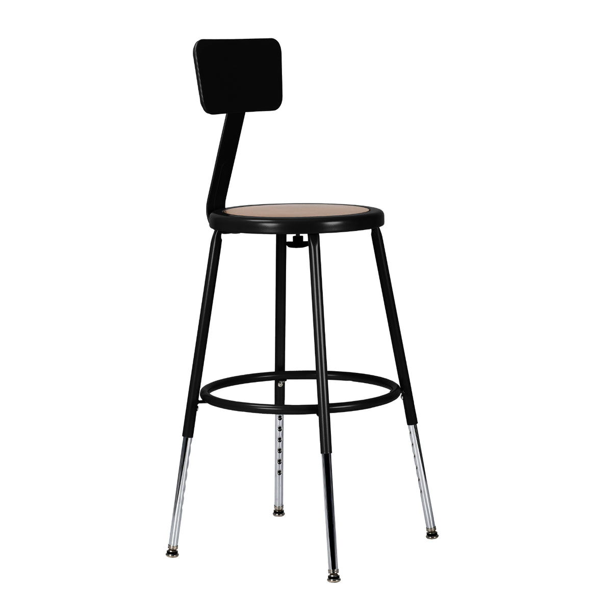 19"-27" Adjustable Height Assembly Ready Steel Stool with Backrest, Black