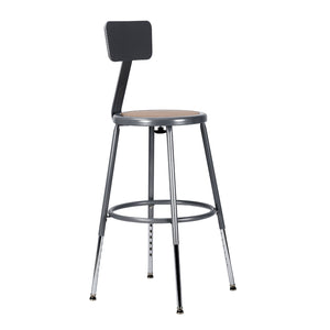 19"-27" Adjustable Height Assembly Ready Steel Stool with Backrest, Grey