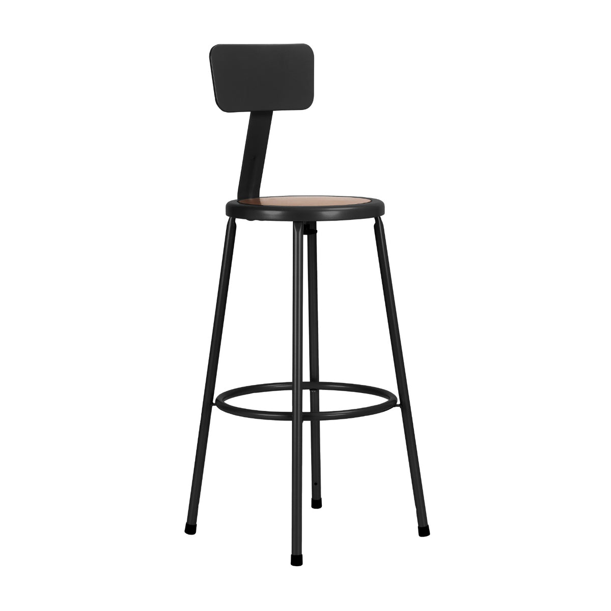 30" H Assembly-Ready Steel Stool with Backrest, Black