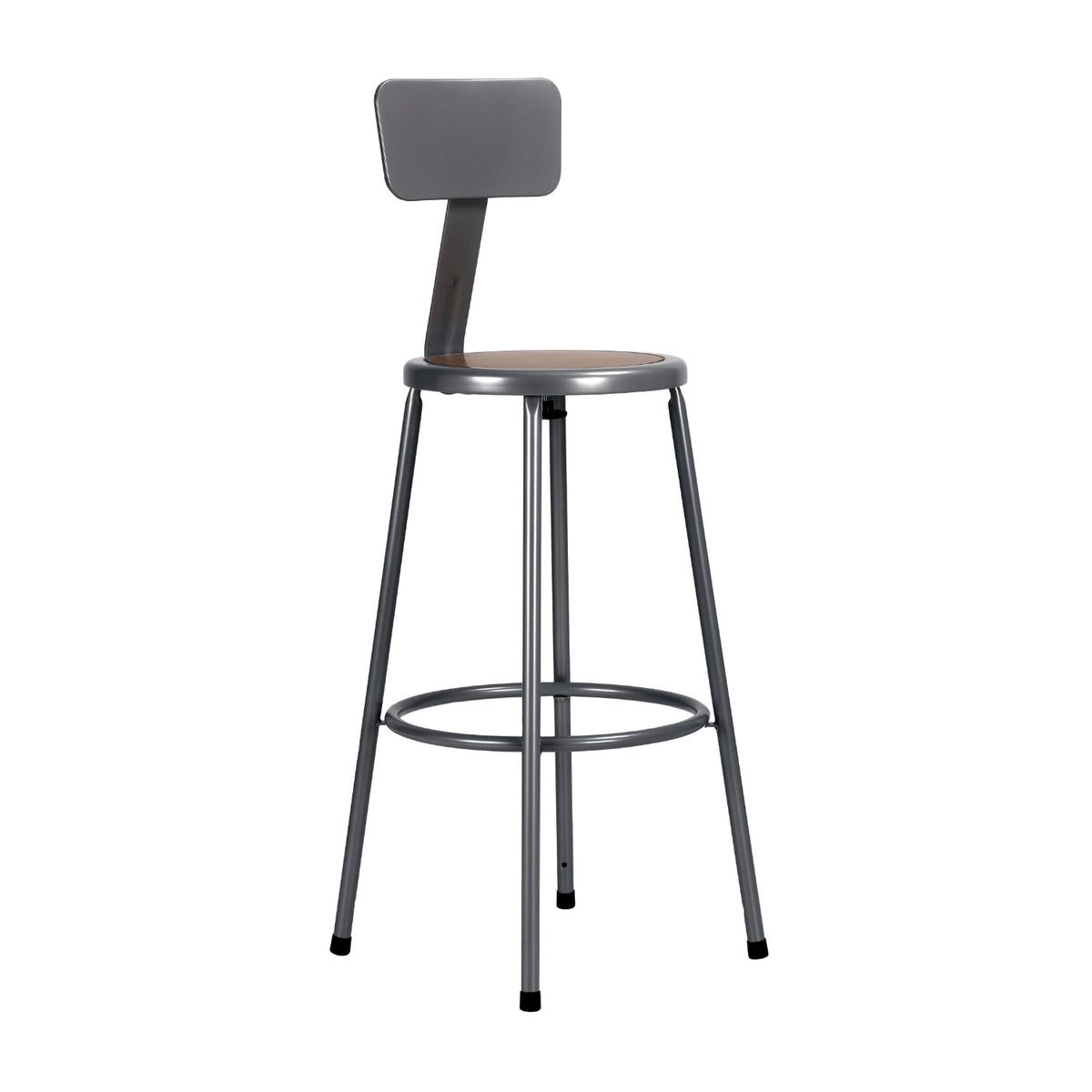 30" H Assembly-Ready Steel Stool with Backrest, Grey