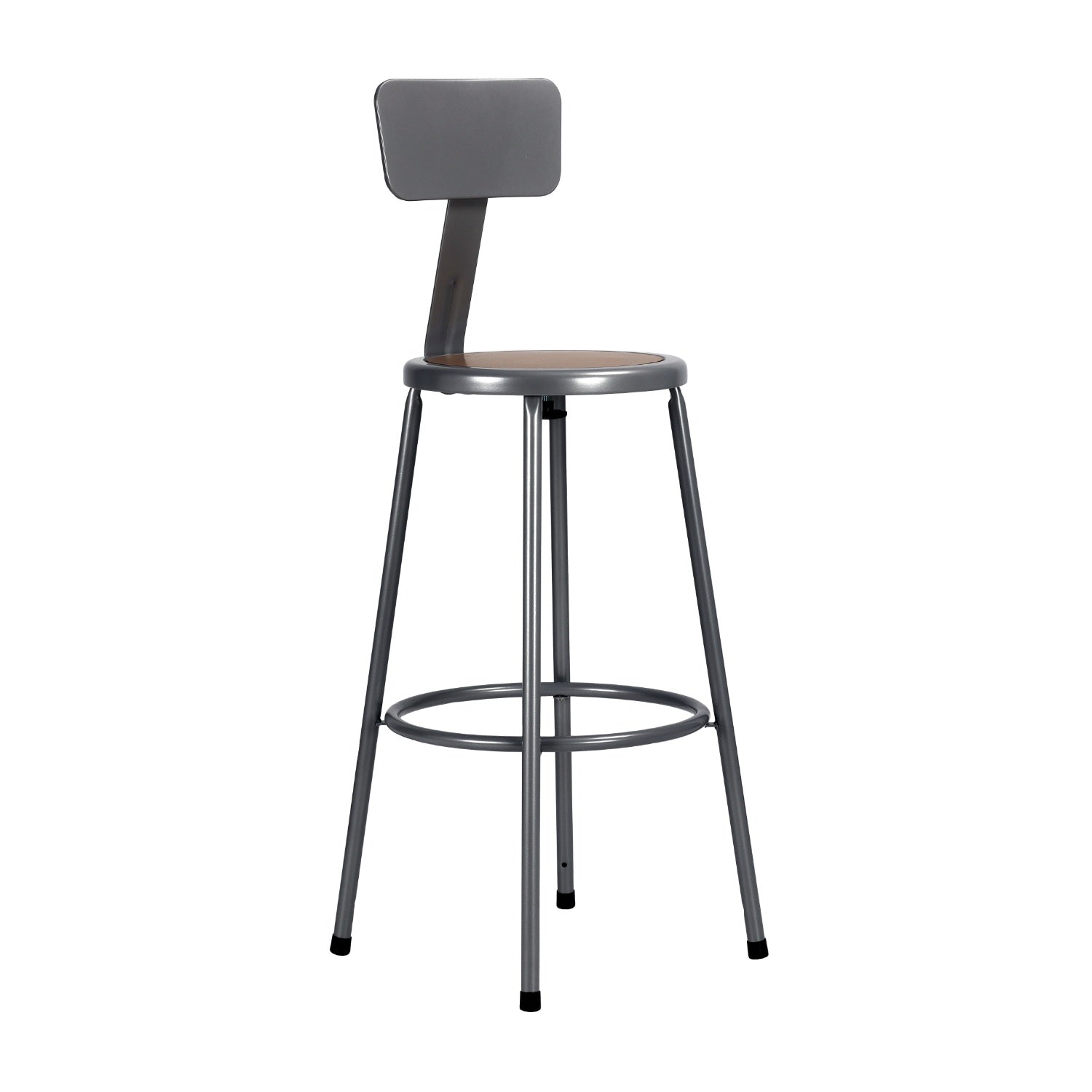 30" H Assembly-Ready Steel Stool with Backrest, Grey