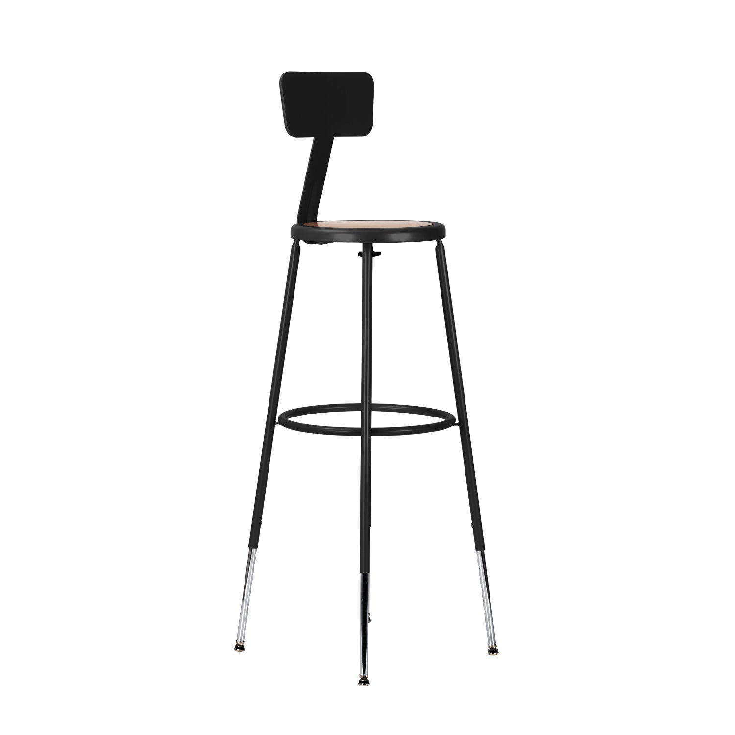 32"-39" Adjustable Height Assembly Ready Steel Stool with Backrest, Black