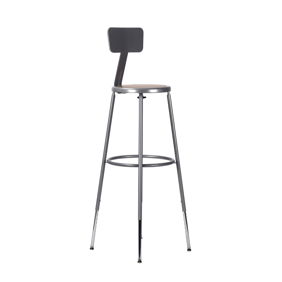 32"-39" Adjustable Height Assembly Ready Steel Stool with Backrest, Grey