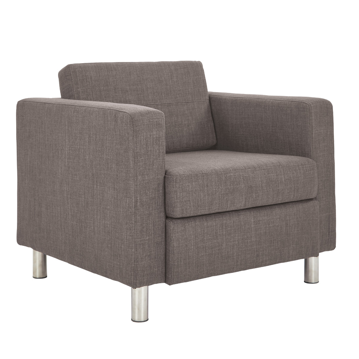 Pacific Armchair with Chrome Finish Legs, Sergio Solids Fabric Upholstery