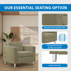 Pacific Armchair with Chrome Finish Legs, Sergio Solids Fabric Upholstery