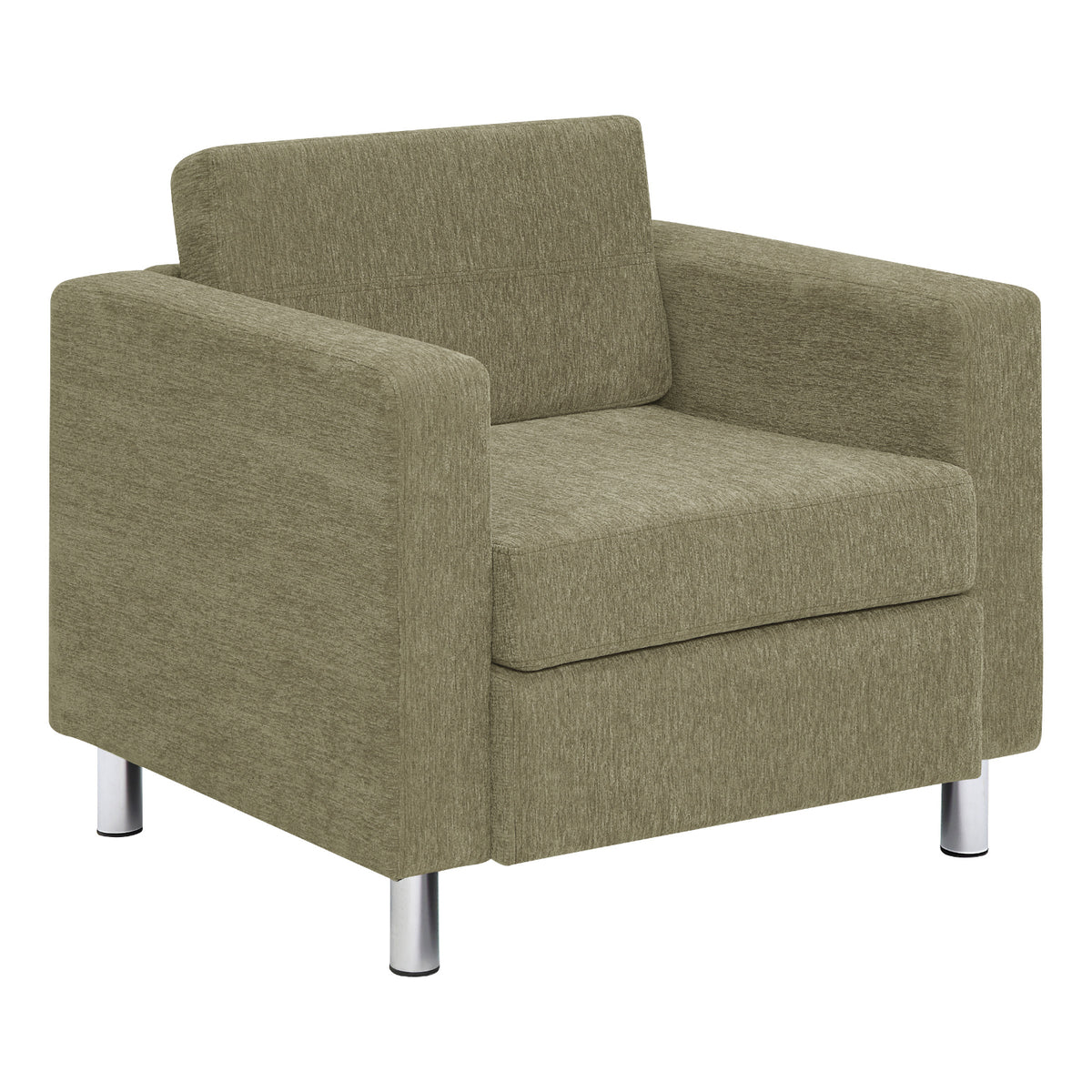 Pacific Armchair with Chrome Finish Legs, Sergio Solids Fabric Upholstery