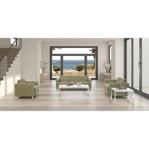 Pacific Sofa with Chrome Finish Legs, Sergio Solids Fabric Upholstery