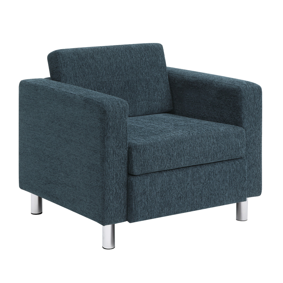 Pacific Armchair with Chrome Finish Legs, Sergio Solids Fabric Upholstery