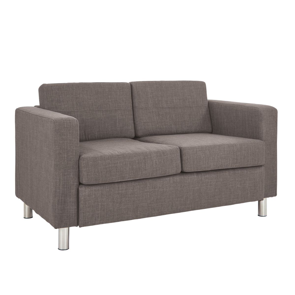 Pacific Loveseat with Chrome Finish Legs, Sergio Solids Fabric Upholstery