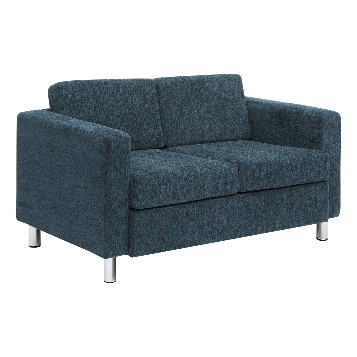 Pacific Loveseat with Chrome Finish Legs, Sergio Solids Fabric Upholstery