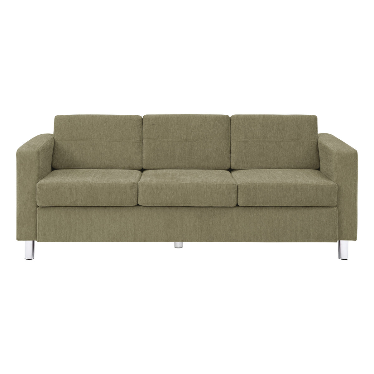 Pacific Sofa with Chrome Finish Legs, Sergio Solids Fabric Upholstery