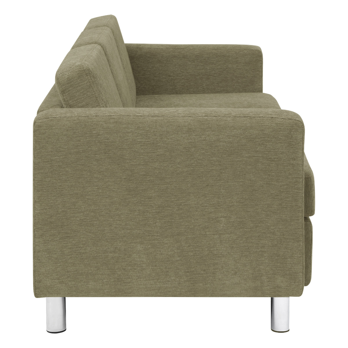 Pacific Sofa with Chrome Finish Legs, Sergio Solids Fabric Upholstery