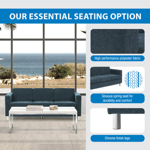 Pacific Sofa with Chrome Finish Legs, Sergio Solids Fabric Upholstery