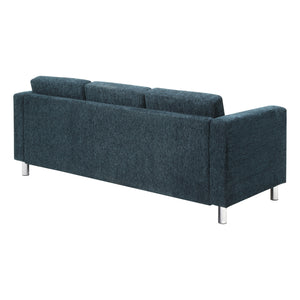 Pacific Sofa with Chrome Finish Legs, Sergio Solids Fabric Upholstery