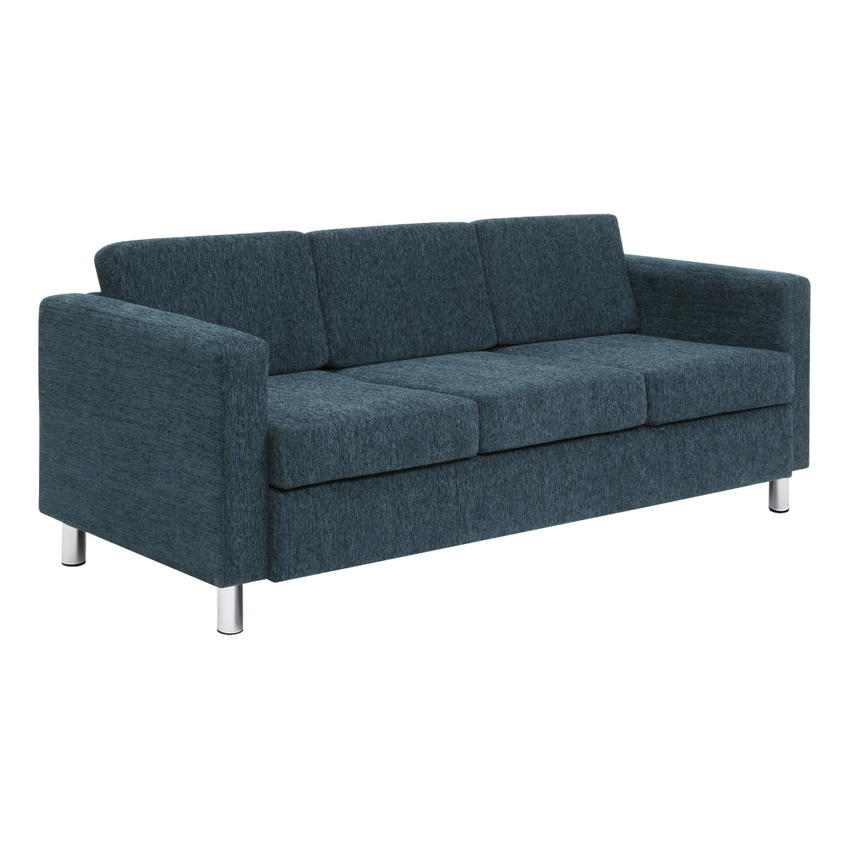 Pacific Sofa with Chrome Finish Legs, Sergio Solids Fabric Upholstery