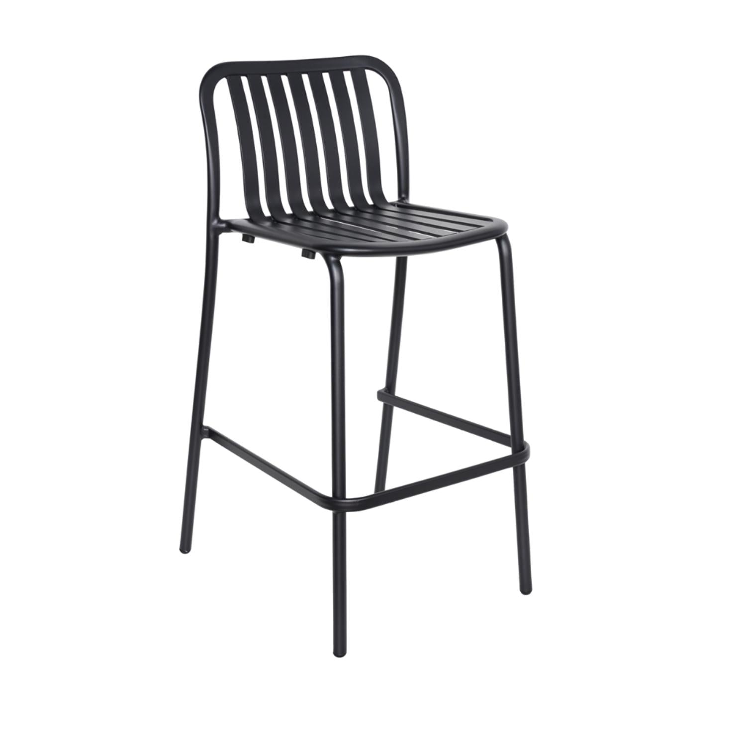 Key West Collection Outdoor/Indoor Vertical Slat Stacking Aluminum Barstool