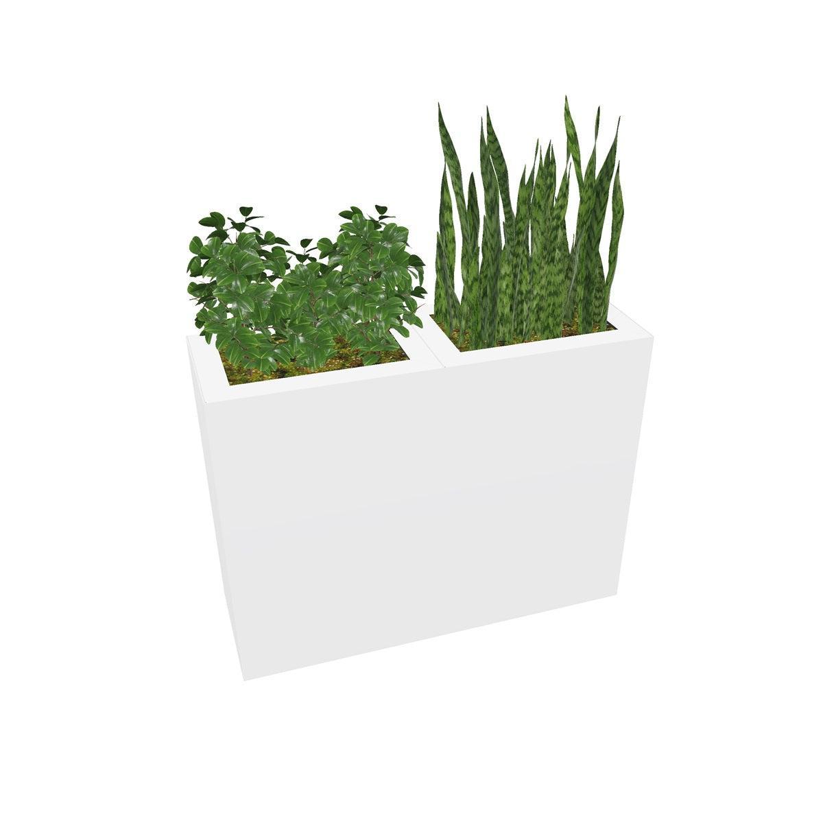 PIC Indoor Painted Steel Double Compartment Planter, 35-5/16" W x 11-7/8" D x 25-15/16" H