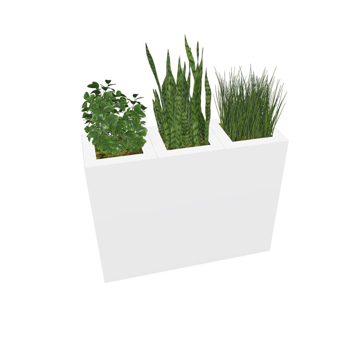 PIC Indoor Painted Steel Triple Compartment Planter, 35-5/16" W x 11-7/8" D x 26-15/16" H