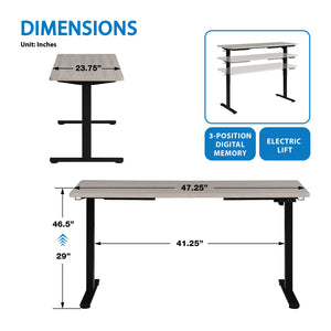 Primo 48" Sit/Stand Electric Height Adjustable Desk, Black Base with Light Grey Top