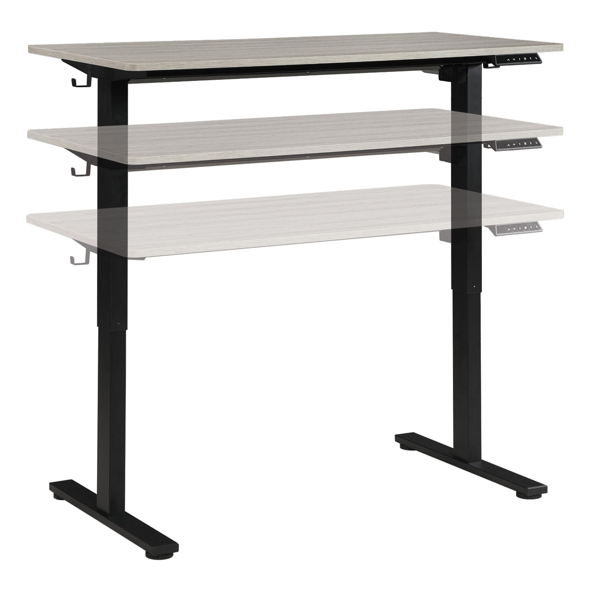 Primo 48" Sit/Stand Electric Height Adjustable Desk, Black Base with Light Grey Top