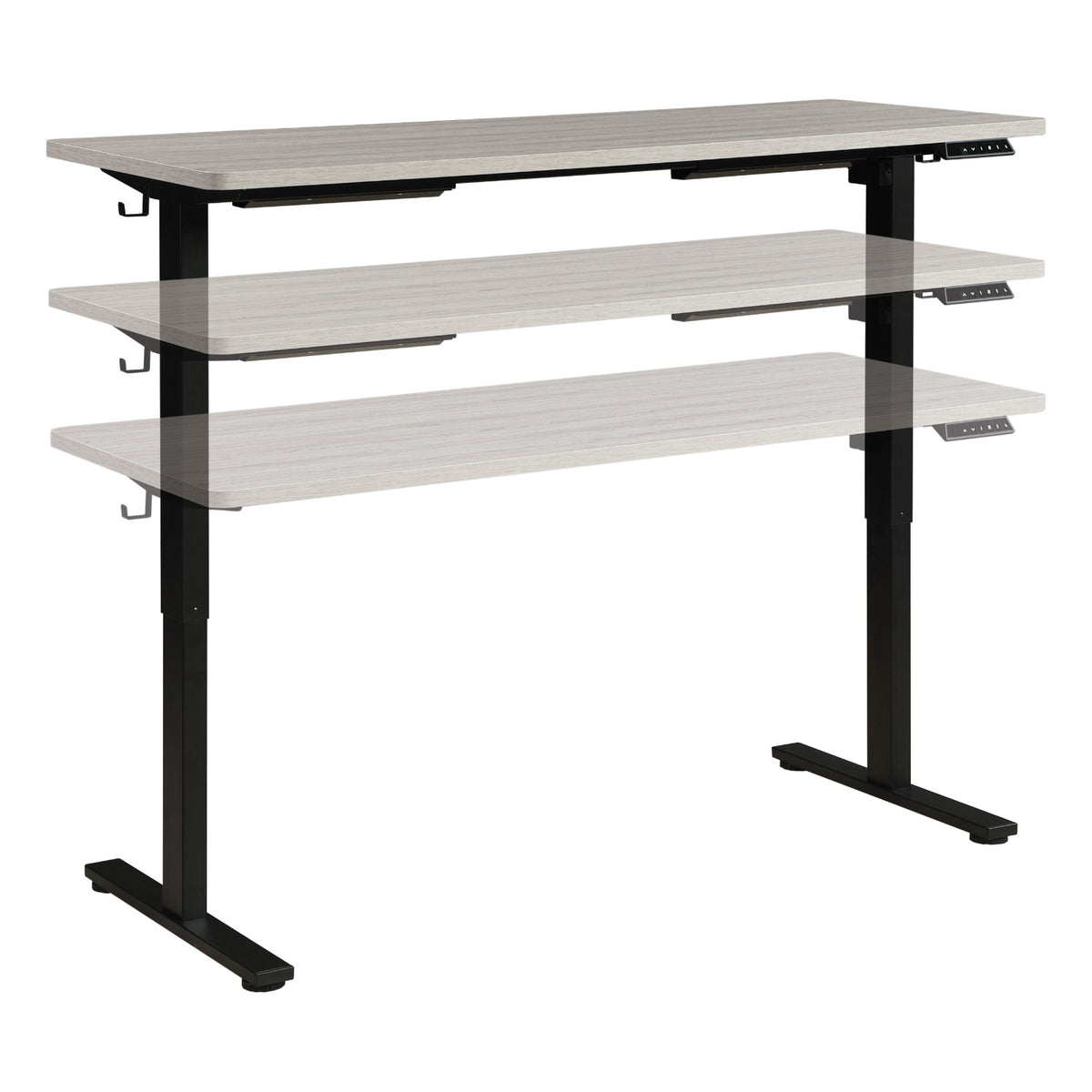 Primo 60" Sit/Stand Electric Height Adjustable Desk, Black Base with Light Grey Top