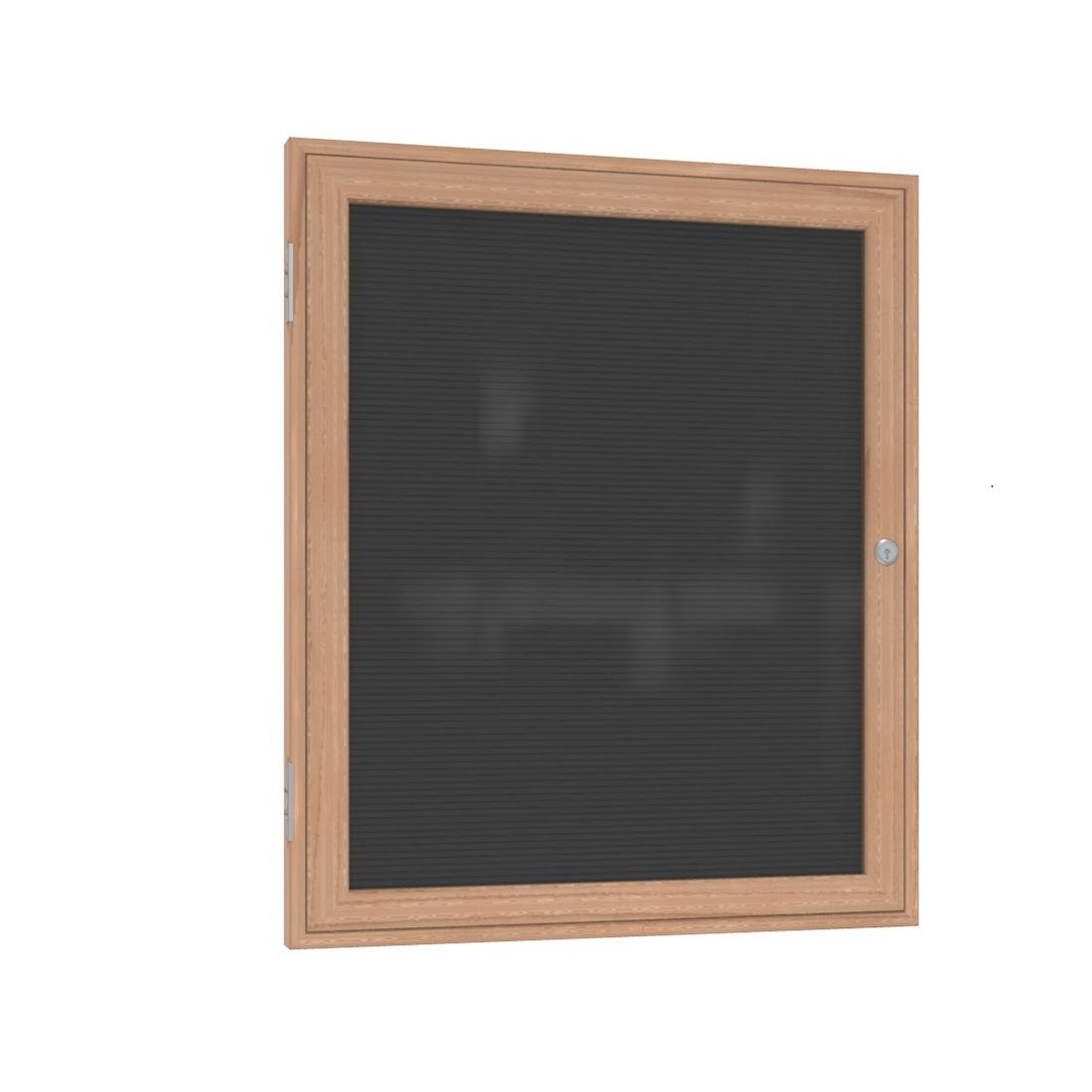 Ghent Enclosed Black Flannel Letterboard with Oak Wood Frame